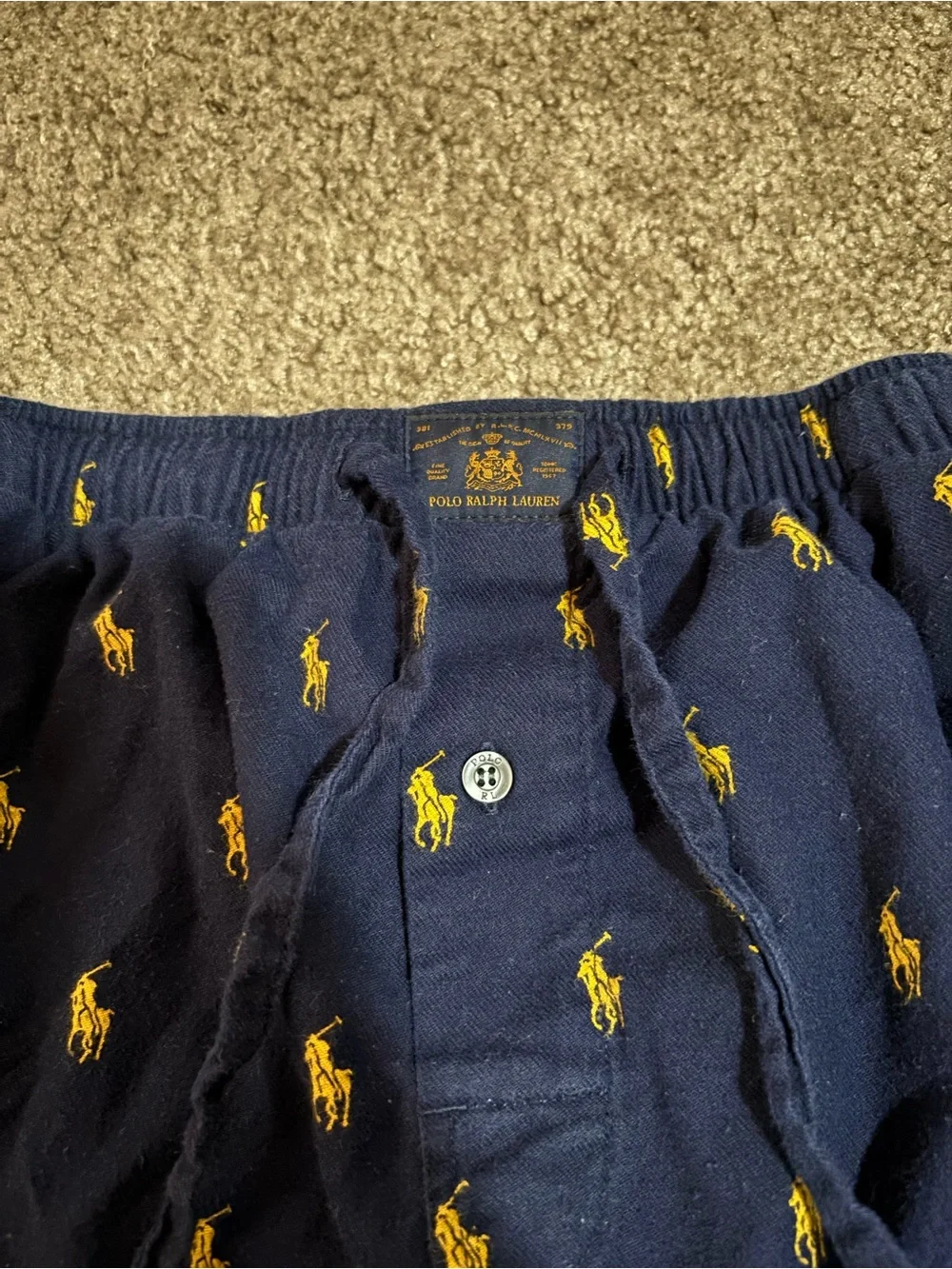 Polo by Ralph Lauren Navy Pants with Gold Pony Print